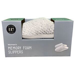NWT Wayland Square Women's‎ Memory Foam Indoor Slippers Ivory Black Small (7-8)